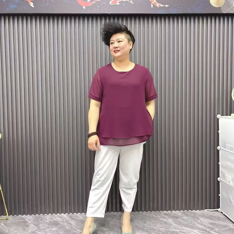 肥大码加大加肥高端雪纺衫34333款