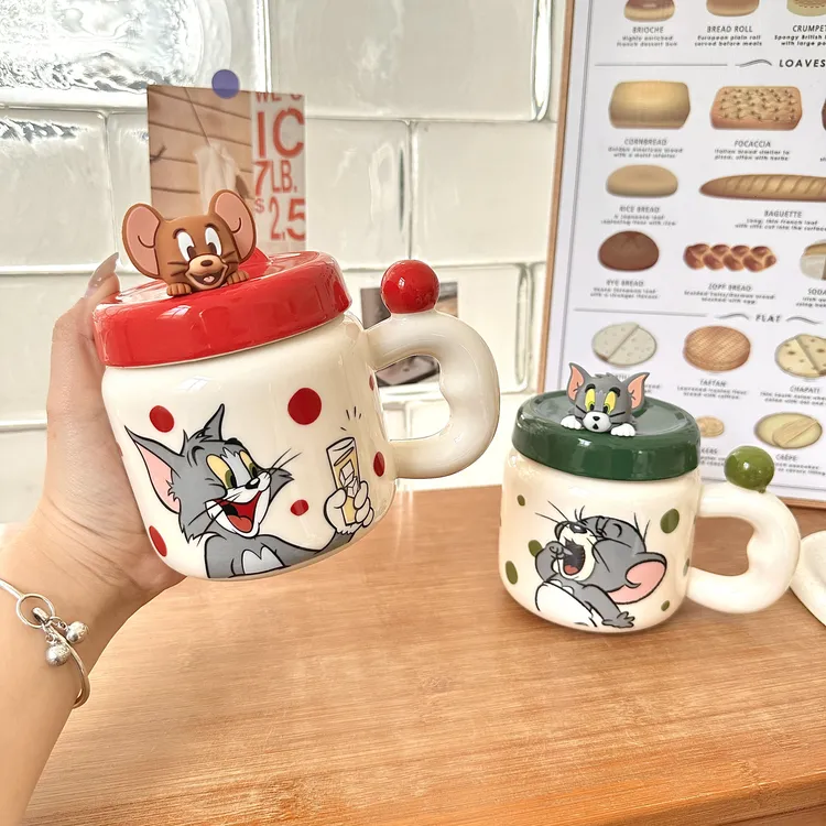 猫和老鼠马克杯带盖陶瓷杯子带盖女生礼物情侣水杯宿舍家用水杯