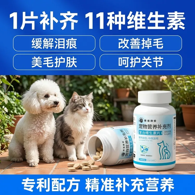 宠物维生素片猫咪狗狗通用复合维生素阶段营养补充剂一瓶200片商品图