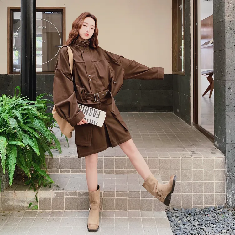 美拉德穿搭工装夹克套装女秋季2025新款复古休闲显瘦半身裙两件套