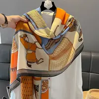 围巾夏季高级感复古丝巾女韩版百搭款长款旅游披肩棉麻质感围脖