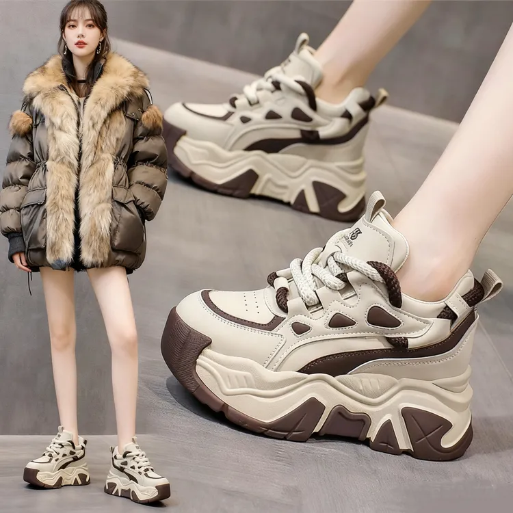 內增高鞋厚底休闲运动鞋秋冬新款透气老爹鞋女2025新小个子增高鞋