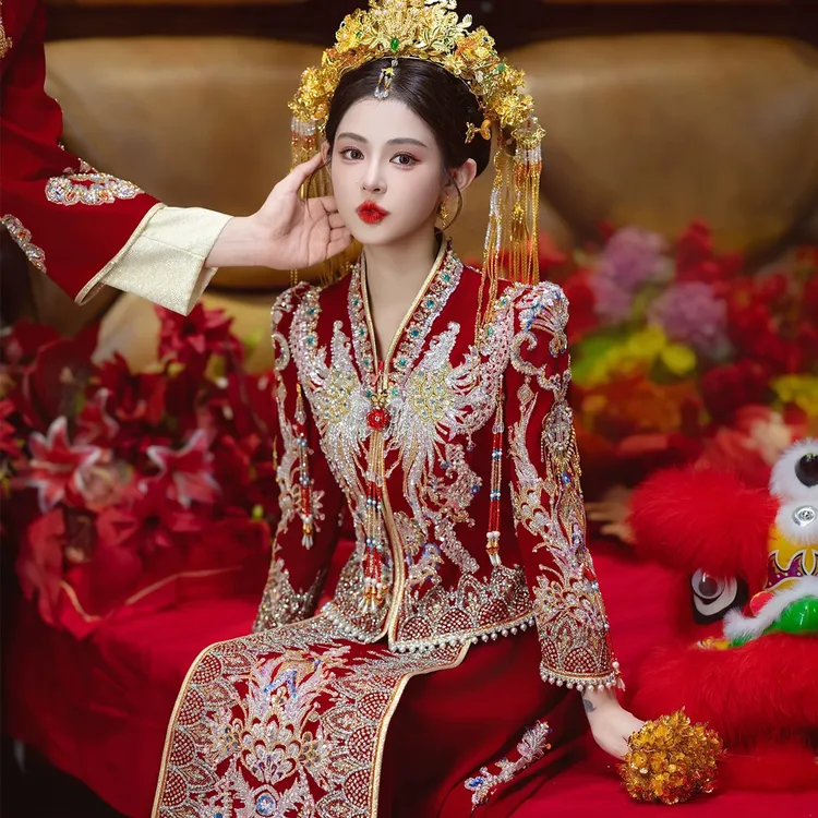 秀禾服2025新娘中式婚服结婚新娘嫁衣礼服重工高级丝绒出阁服秀和