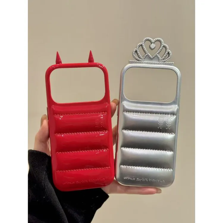 高级感皮质皇冠红色恶魔角适用于iphone17promax苹果16p手机壳15p