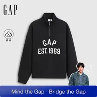 【成毅代言】Gap男女装秋季抓绒宽松半拉链立领卫衣788688