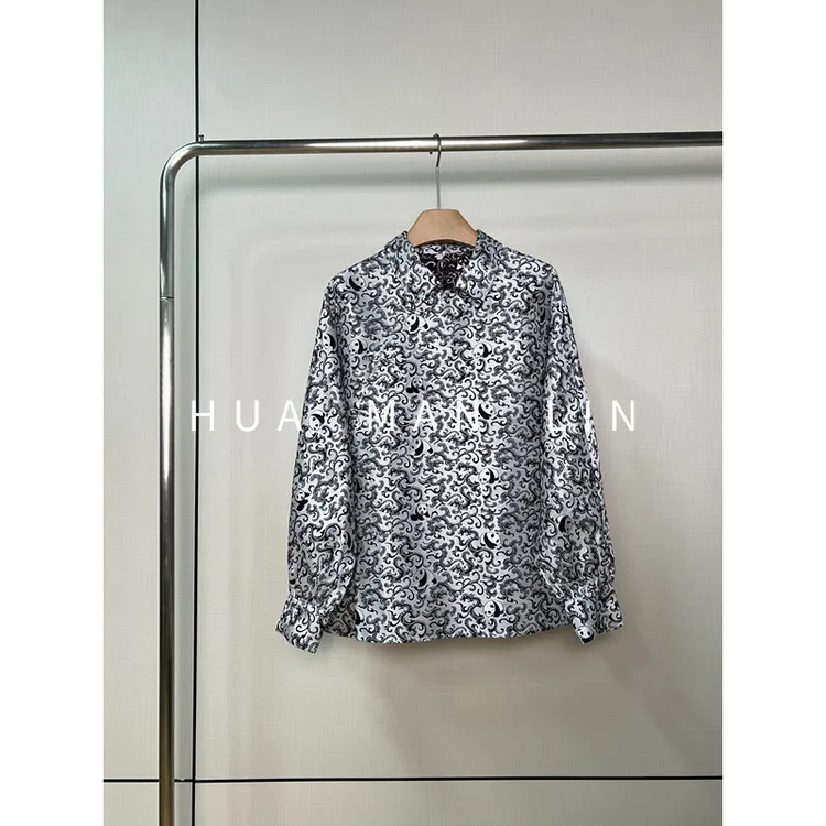 【花满林】翻领斜门襟玲珑扣熊猫蜀锦真丝桑蚕丝上衣253744