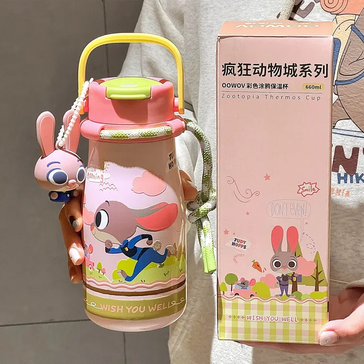 2025新款疯狂动物城保温杯吸管水杯高颜值316不锈钢女学生礼物