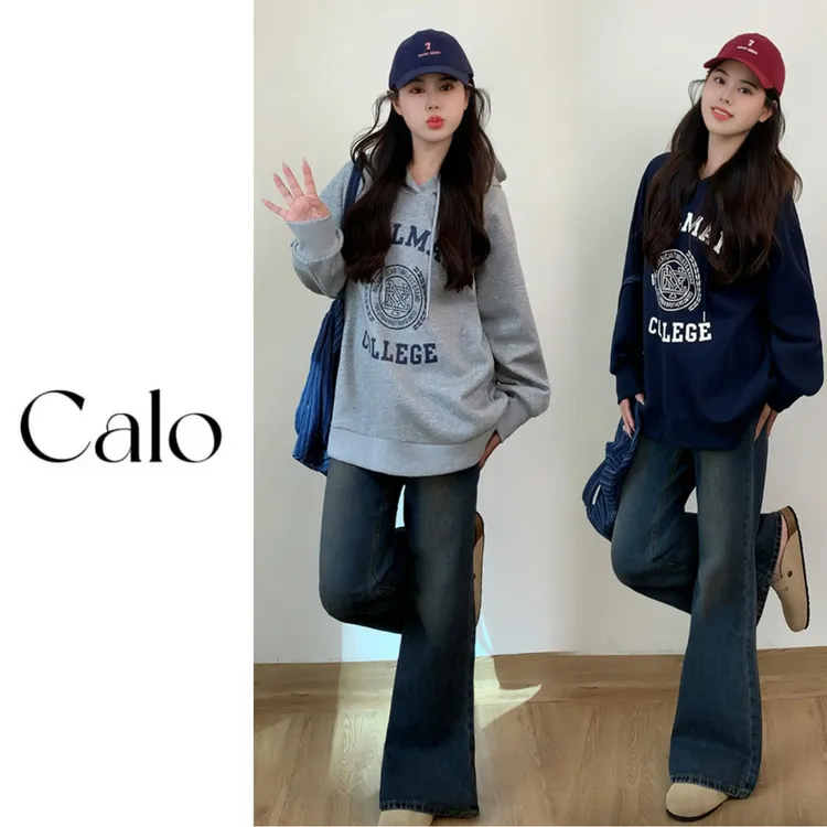 [缩肩术卫衣]肩宽福音.插肩袖加绒卫衣牛仔裤 微胖秋冬显瘦穿搭