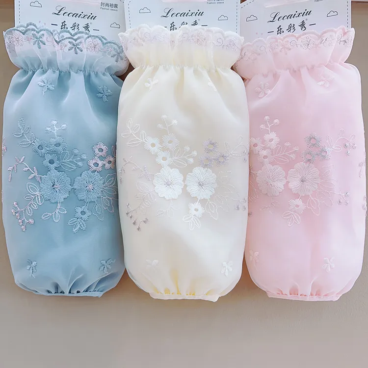 长款蕾丝袖套羽绒服专用护袖女冬季韩版百搭洋气防尘套袖绣花袖头
