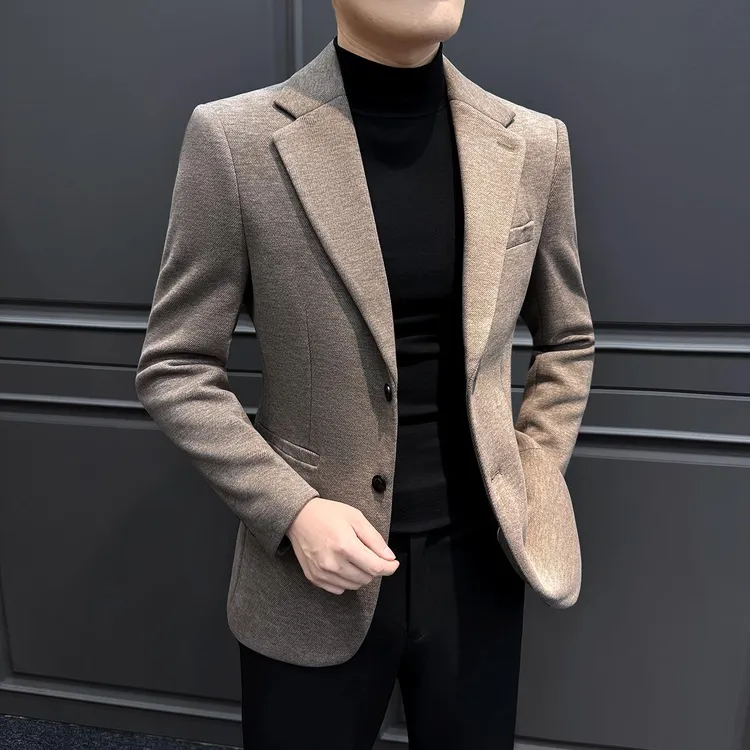 绵羊毛西装外套男款冬季高级感商务正装2025新款厚款男士休闲西服