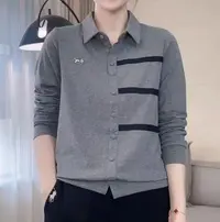 3096-时尚翻领套头衬衣长袖春秋韩版女百搭休闲