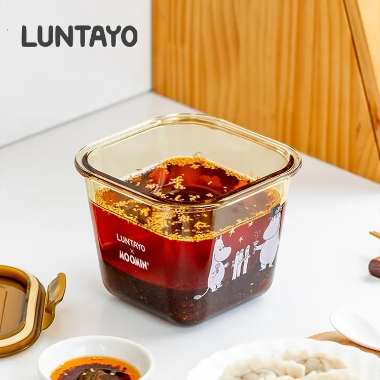 LUNTAYO辣椒油罐姆明联名限定厨房油泼辣子带盖耐高温玻璃密封罐