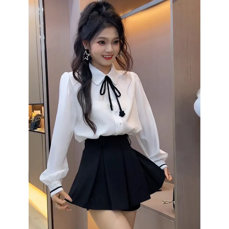 【汝晗】翻领女上衣套装纯色时尚新款减龄韩版甜美风高级感