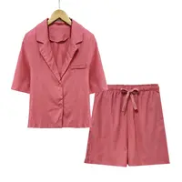 夏季新品！女士夏季翻驳领开衫短袖短裤两件套E531