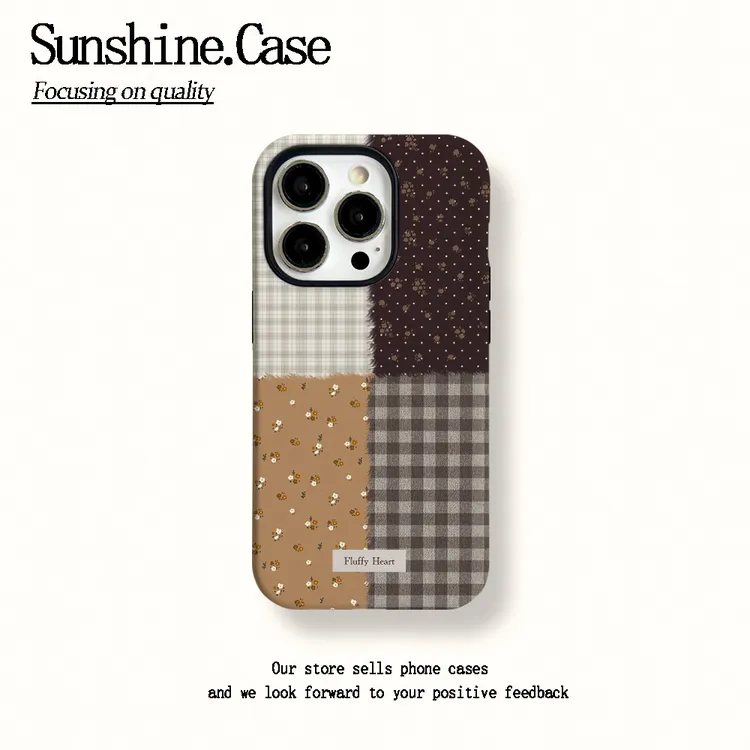 菲林二合一适用苹果华为vivo小米oppo手机壳布艺拼接17PRO/16