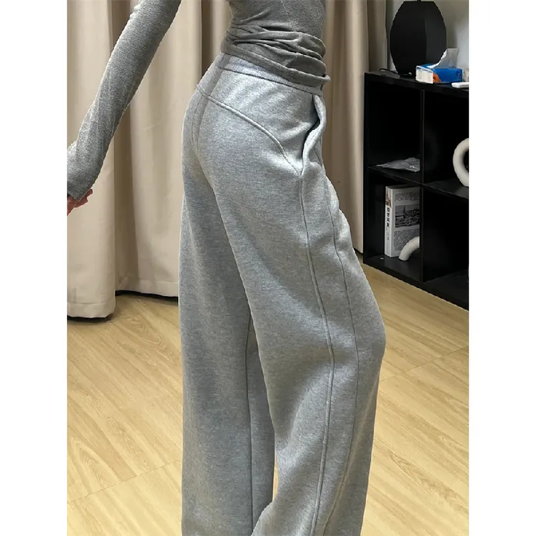 lulu窄版运动裤女2025秋季新款高腰垂感阔腿裤显瘦直筒美式卫裤子