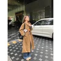 大婉酱微胖定制韩系格子翻领高级感风衣女秋冬正反两穿外套2749D 