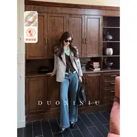 DUOXINIU/多喜牛/DaLin秋冬阔腿加绒牛仔裤女士新款裤子简约89138