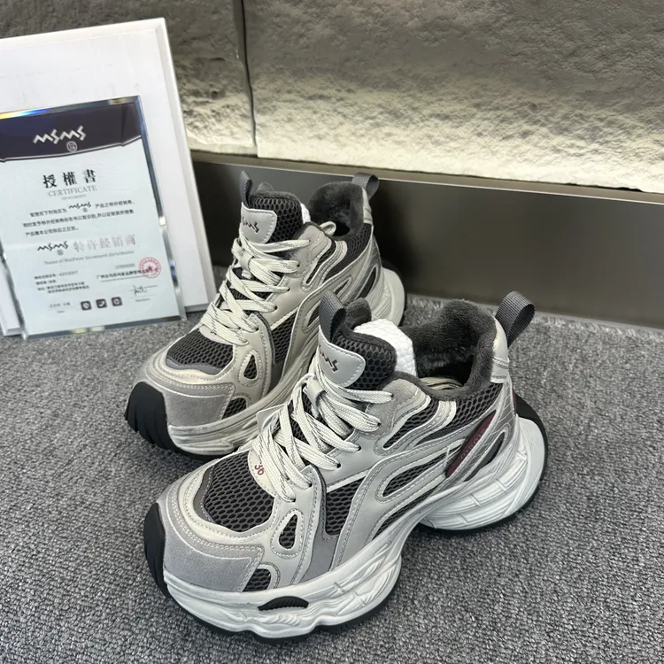 玛莎玛索28-517女款加绒厚底时尚百搭老爹鞋