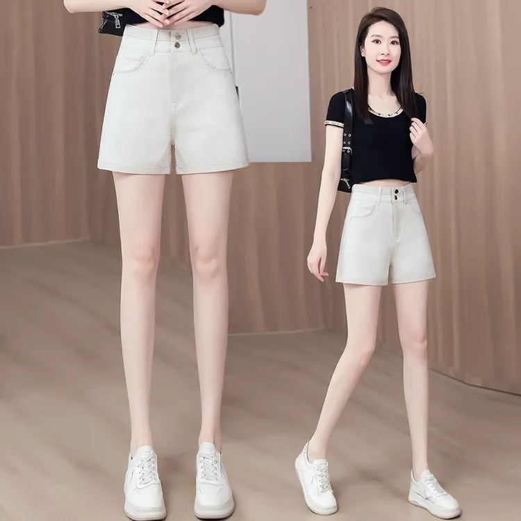 莱赛尔阔腿牛仔短裤女2025夏季新款薄款高腰显瘦休闲A字五分热裤