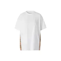 全新未使用 BURBERRY/博柏利 L码 格纹拼接圆领宽松短袖T恤 女款