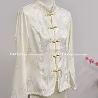 薄款圆领常规款口袋中老年女装绣花提花网红盘扣时尚