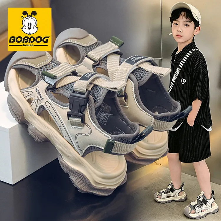 巴布豆男童凉鞋2026夏季儿童运动网鞋中大童帅气网面沙滩凉拖防滑