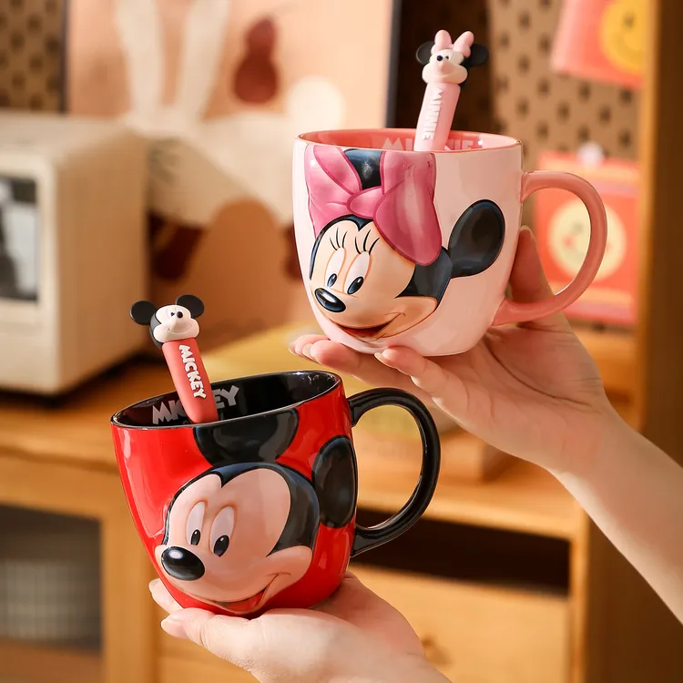 迪士尼【立体浮雕】陶瓷马克杯情侣高颜值家用咖啡杯女生日礼物杯子