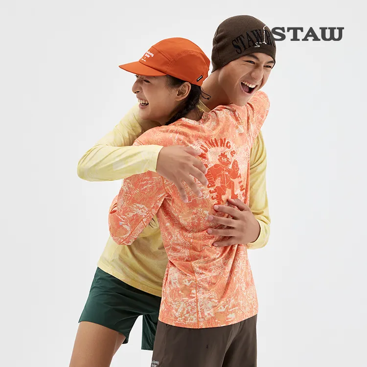 STAW世拓主题印花“SOSO”跑步运动长袖抗菌速干T马拉松漂亮跑步服