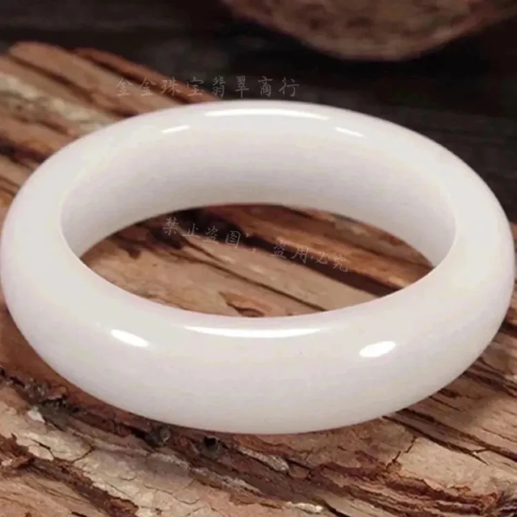 高级AA天然和田玉白玉手镯正品送礼证（多样发一）