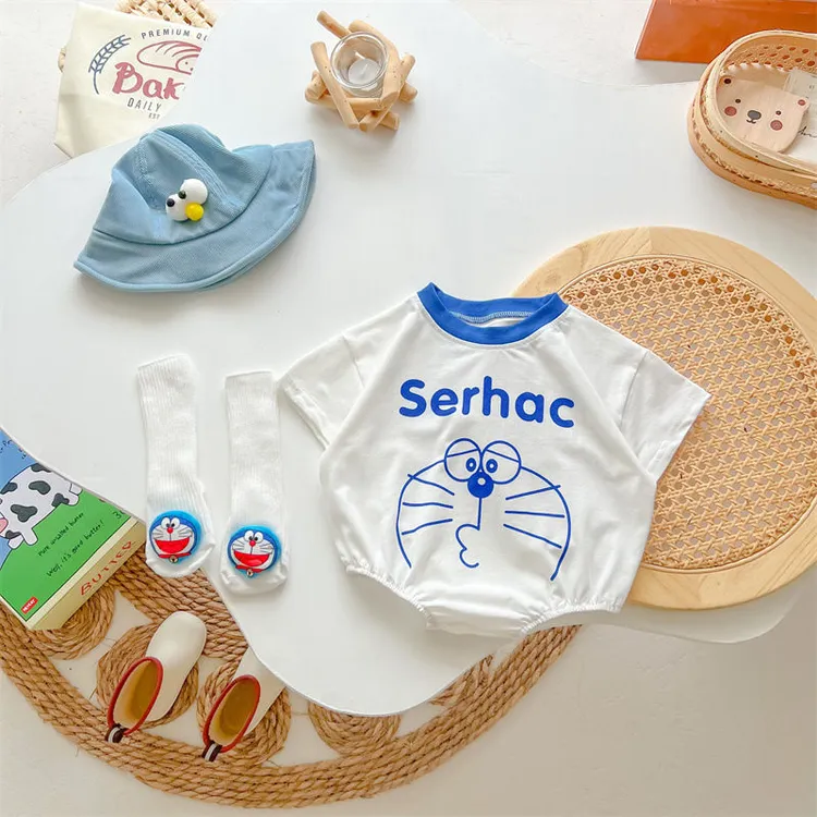 儿童纯棉连体衣婴儿薄款夏装韩版宝宝包屁衣洋气透气新生儿