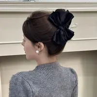 氛围感韩女在逃公主唯美发饰缎面大蝴蝶结少女发夹丸子头盘发抓夹