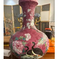 瓷博会扒花双耳尊瓶