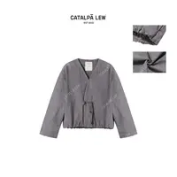 CatalpaLew「风渚」墟生美学亚麻斜襟手工编绳扣高级感外套#C52729