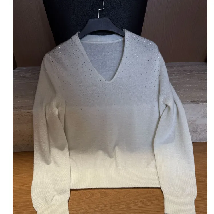 TANTAN 气质长袖百搭秋冬V领毛针织打底衫4235