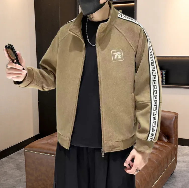 轻奢欧货修身型夹克上衣男士秋季新款时尚运动立领韩版潮流男外套