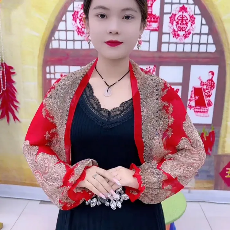 防晒袖套一体披肩女夏季外搭防紫外线斗篷薄纱外穿短款开车防晒衣