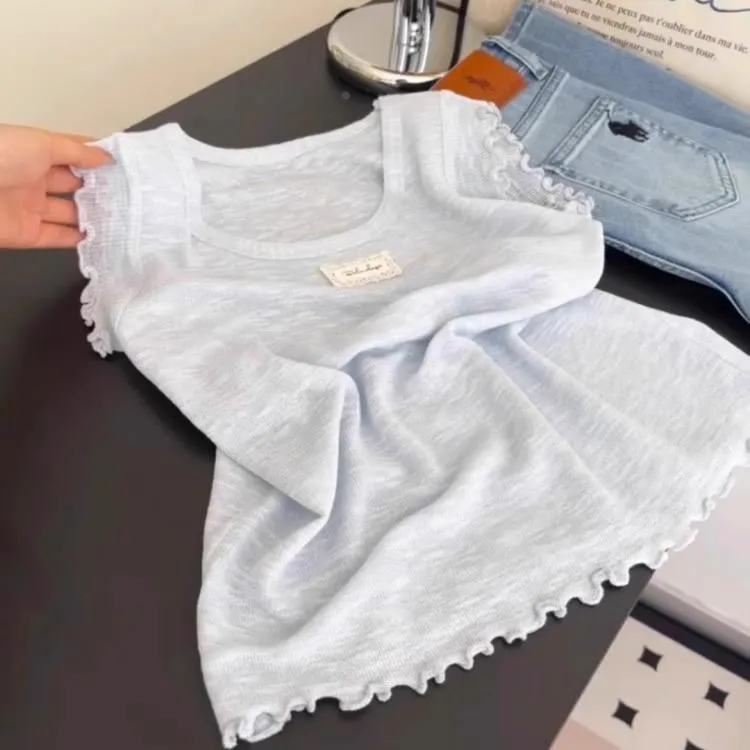 韩版甜美无袖背心2025夏季新款内搭打底显瘦纯色蕾丝花边宽松上衣