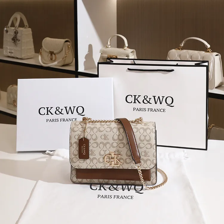 CK&WQ/包包女款爆款2025 轻奢链条印花单肩斜挎腋下手提女士包包