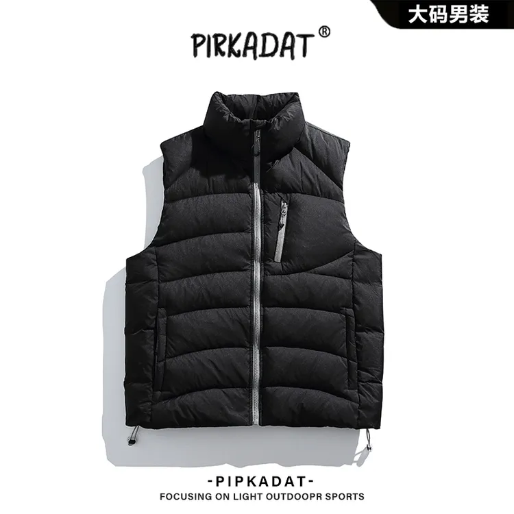 Pirkadat加厚保暖宽松休闲羽绒马甲男士冬季情侣日系复古工装外套