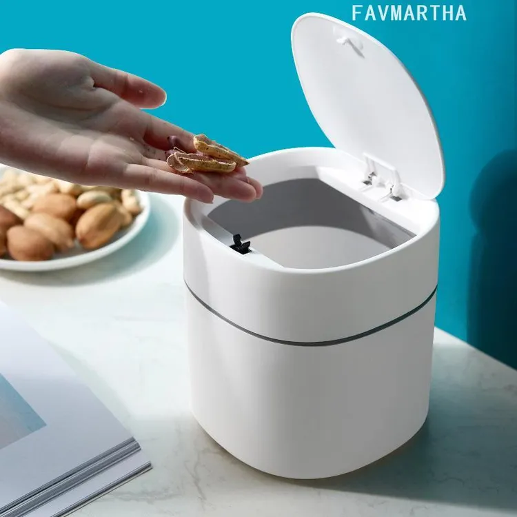 北欧迷你桌面垃圾桶 家用厨房书桌纸篓筒有盖杂物收纳清洁筒