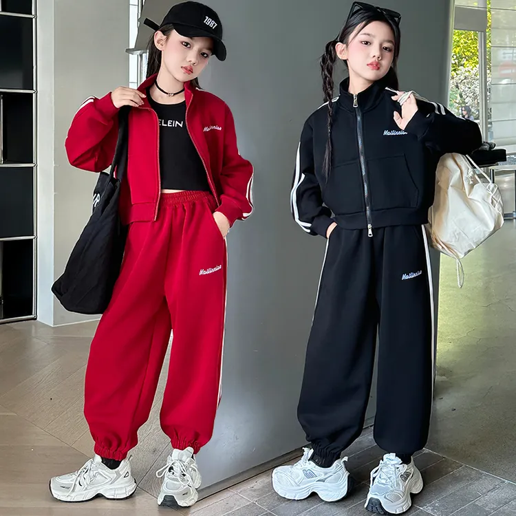 女童套装春秋休闲时尚2025新款大儿童洋气短款卫衣运动卫裤两件套