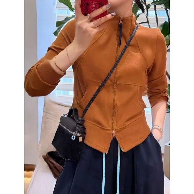 简约修身卫衣外套秋季打底女长袖立领拉链网红上衣