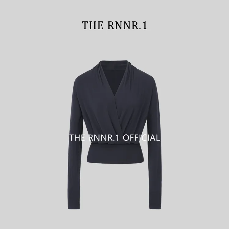 THE RNNR.1解构V领 莫代尔羊毛 秋冬藏青色 收腰针织上衣