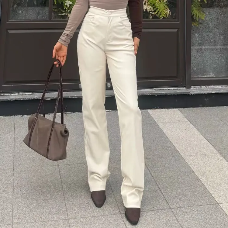 iLSAR 米白色皮裤加长版型0000