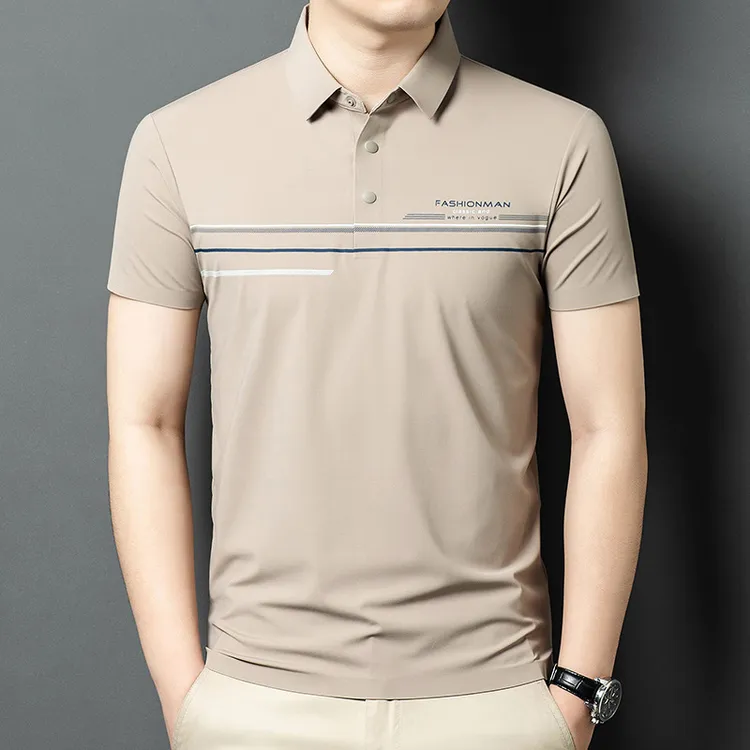 男短袖POLO衫中老年翻领上衣男2025T恤冰丝休闲新款半截袖夏季