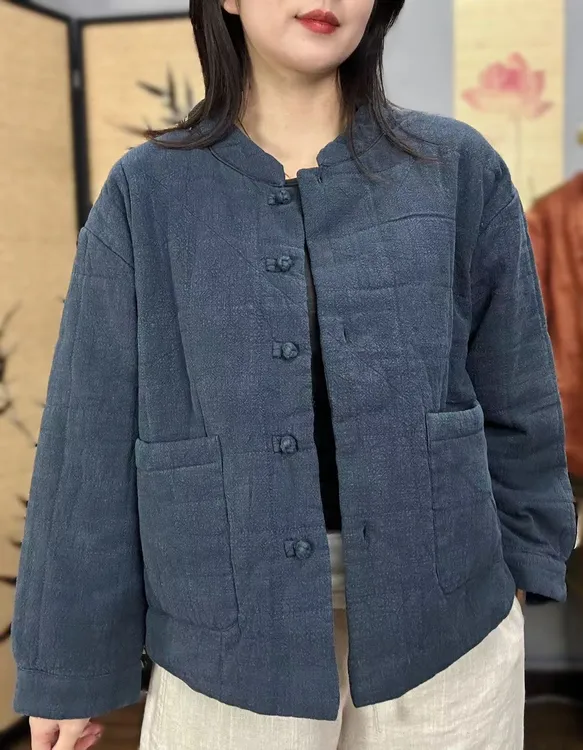 清欢美人新款【长乐】新中式小立领手工盘扣复古文艺亚麻棉衣