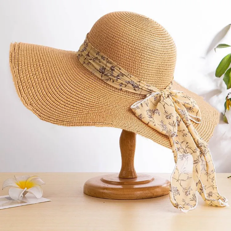 【1个】新疆直发夏季沙滩草编防晒帽海边度假出游大檐帽可折叠帽子