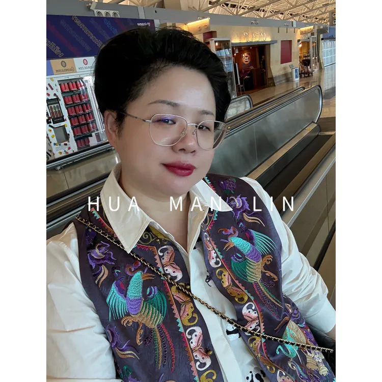 【花滿林】‘吉祥如意’圆领正门襟重工刺绣醋酸马夹259126