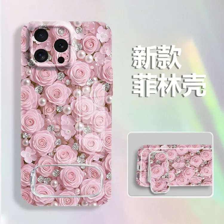 满屏圆珠粉玫瑰适用苹果16pro菲林手机壳华为/OPPO/VIVO/小米硬
